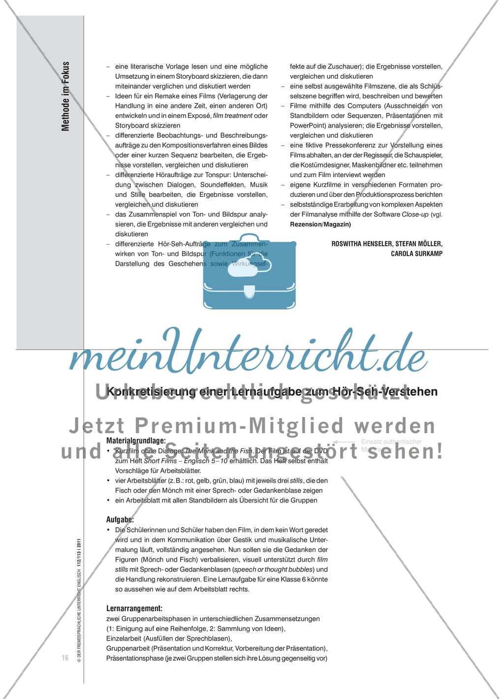 Lernaufgaben für die Förderung des Hör-Seh-Verstehens Preview 2