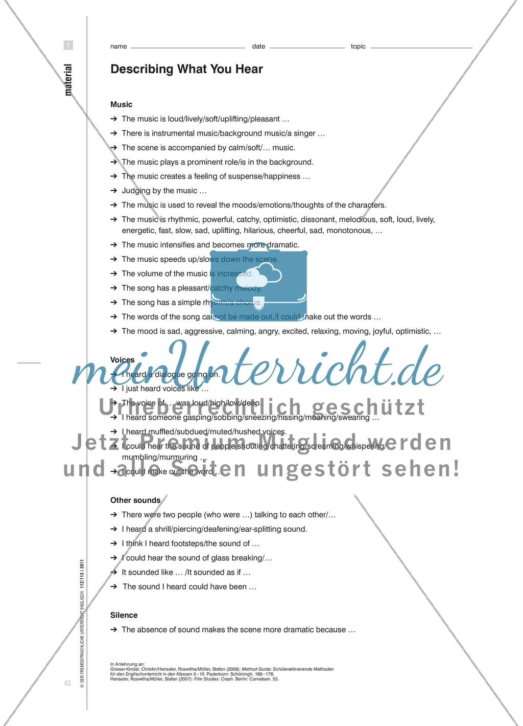 See the Music: Musikvideos untersuchen – Höreindrücke versprachlichen Preview 4