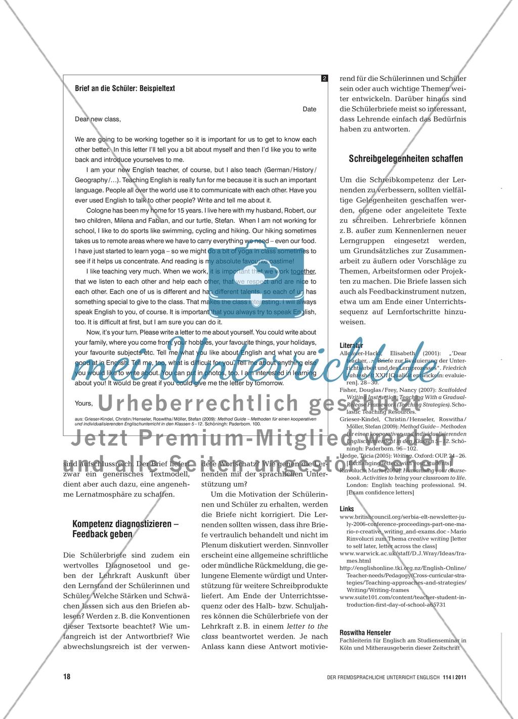 Dear New Class - Scaffolded Writing: Einen Brief schreiben Preview 3