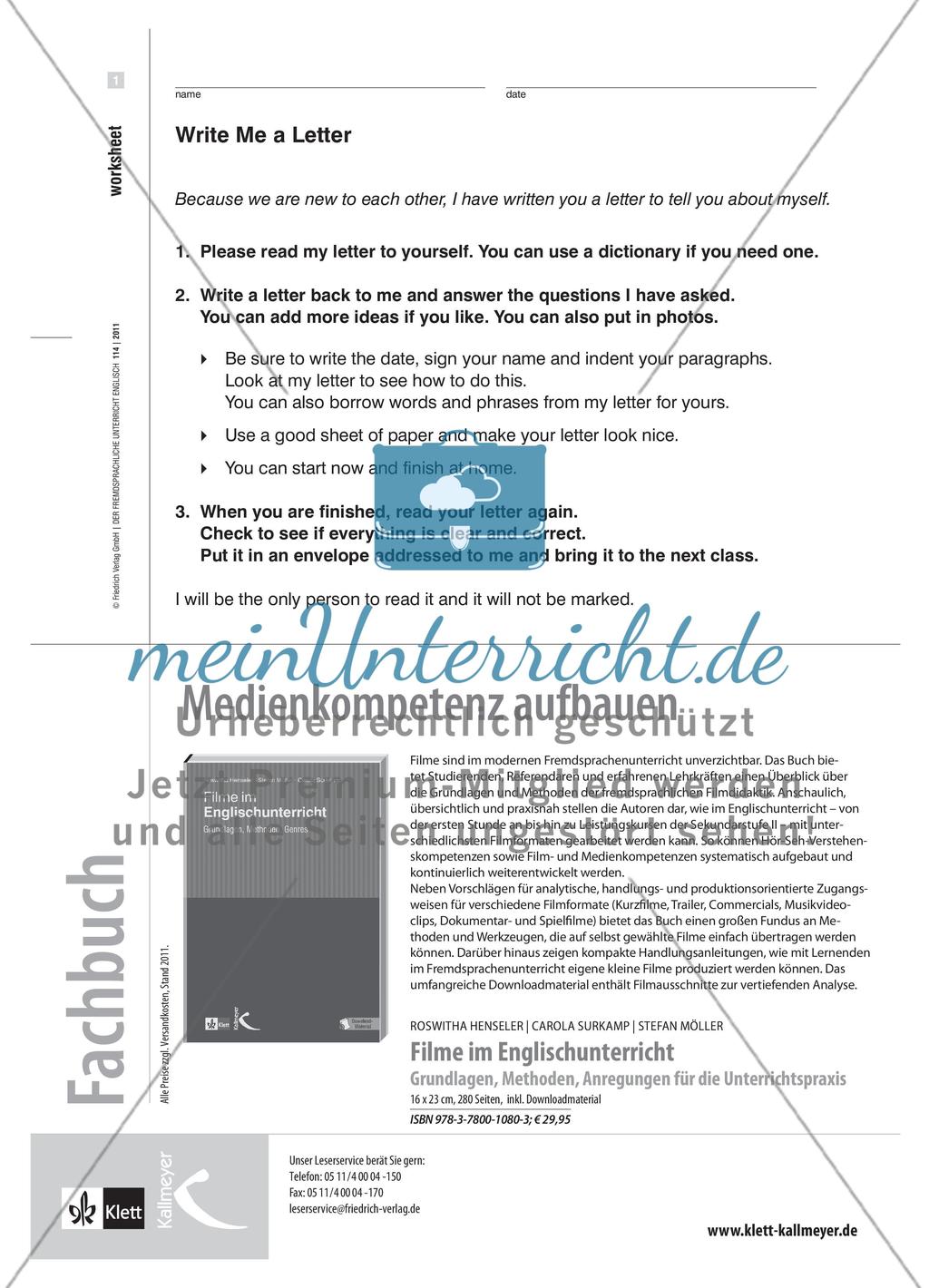 Dear New Class - Scaffolded Writing: Einen Brief schreiben Preview 4