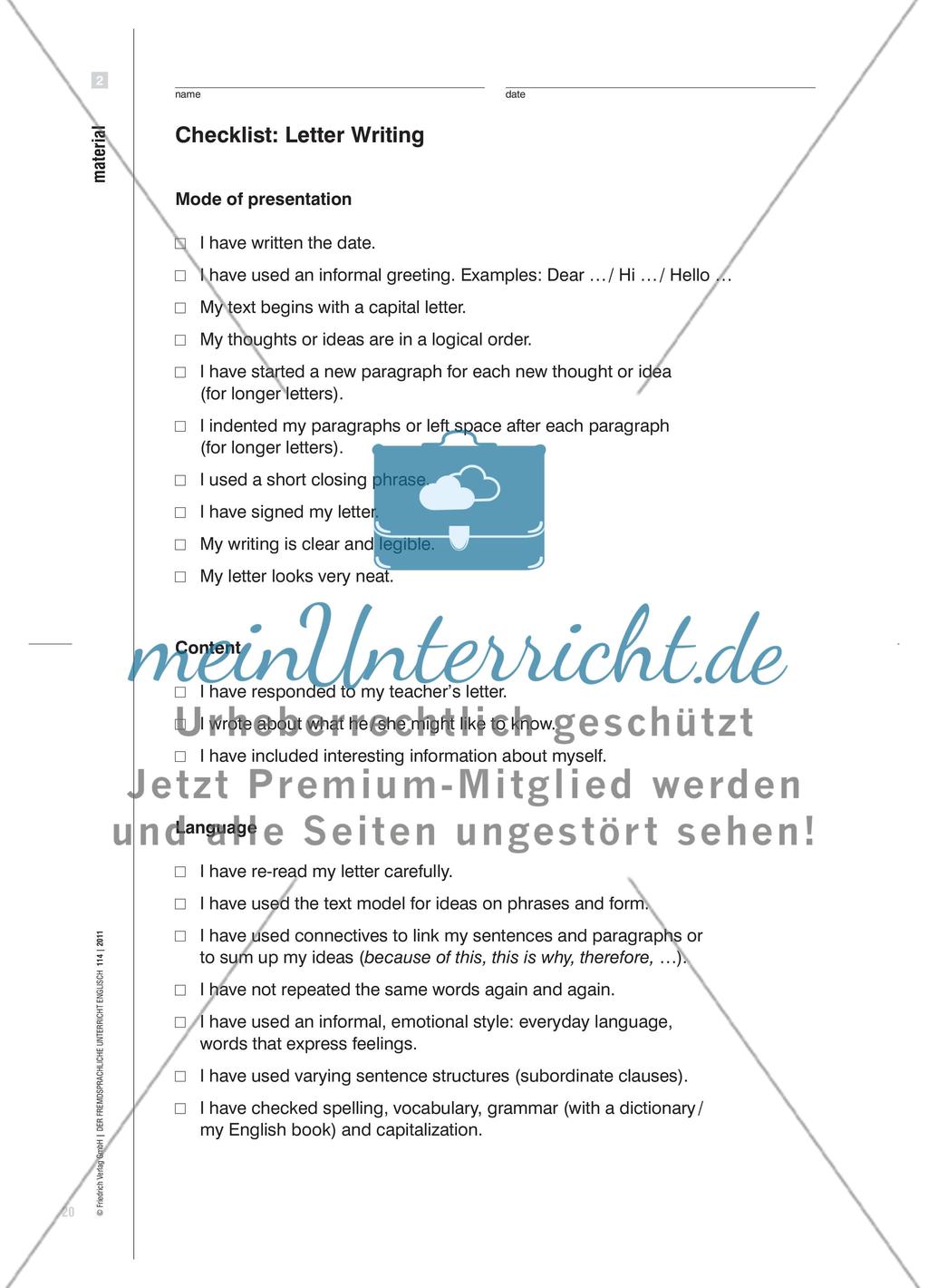 Dear New Class - Scaffolded Writing: Einen Brief schreiben Preview 5