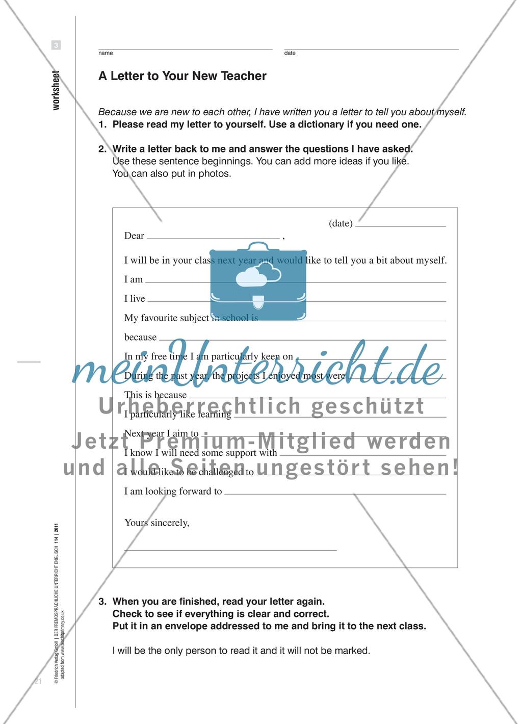 Dear New Class - Scaffolded Writing: Einen Brief schreiben Preview 6