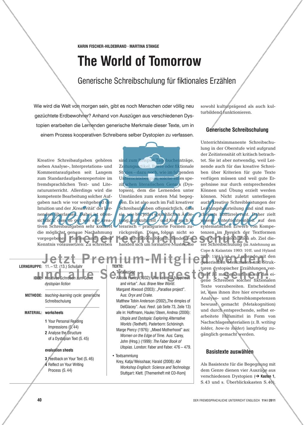 The World of Tomorrow - Generische Schreibschulung für fiktionales Erzählen Preview 1