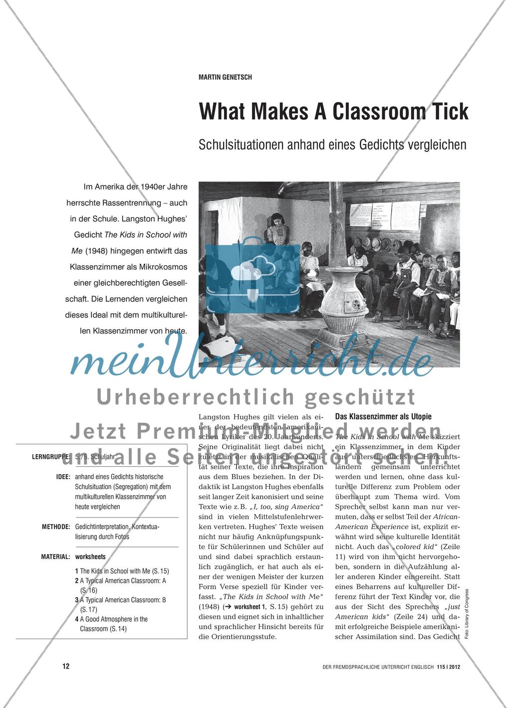 What Makes A Classroom Tick - Schulsituationen anhand eines Gedichts vergleichen Preview 1