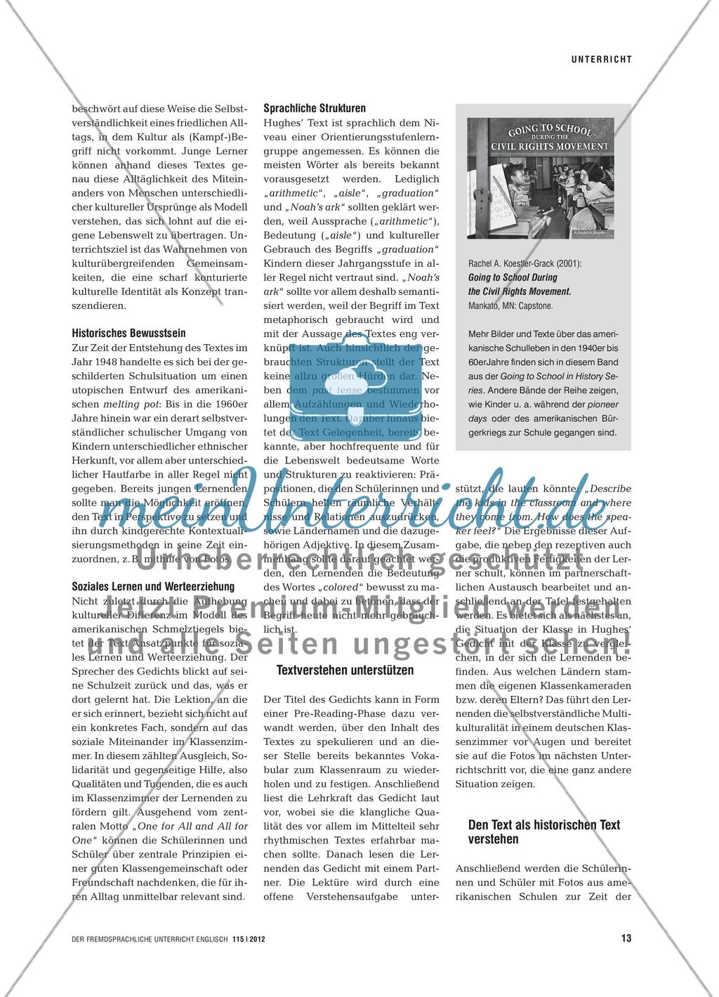 What Makes A Classroom Tick - Schulsituationen anhand eines Gedichts vergleichen Preview 2