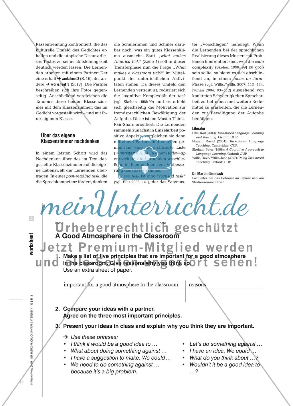 What Makes A Classroom Tick - Schulsituationen anhand eines Gedichts vergleichen Preview 3