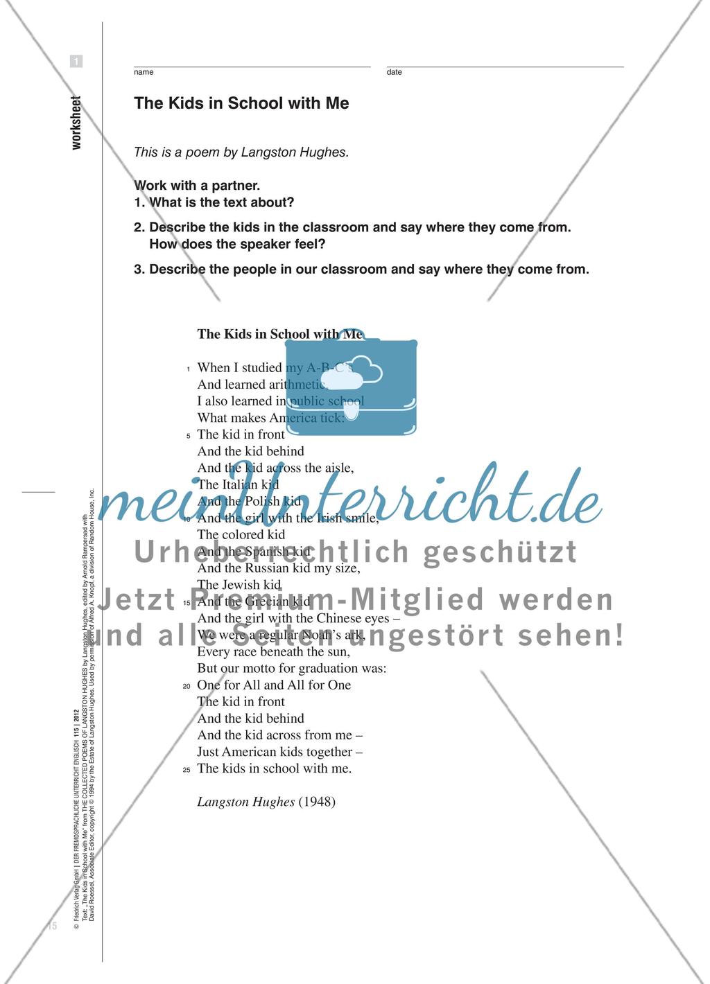 What Makes A Classroom Tick - Schulsituationen anhand eines Gedichts vergleichen Preview 4