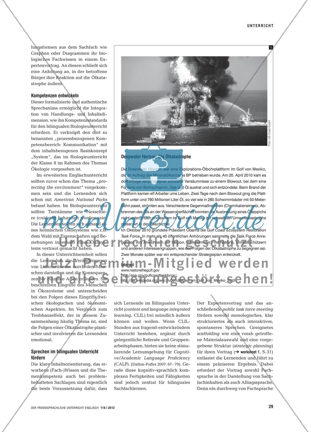 The Day After the Oil Spill - Sprechaufgaben für den bilingualen Biologieunterricht stellen Preview 2