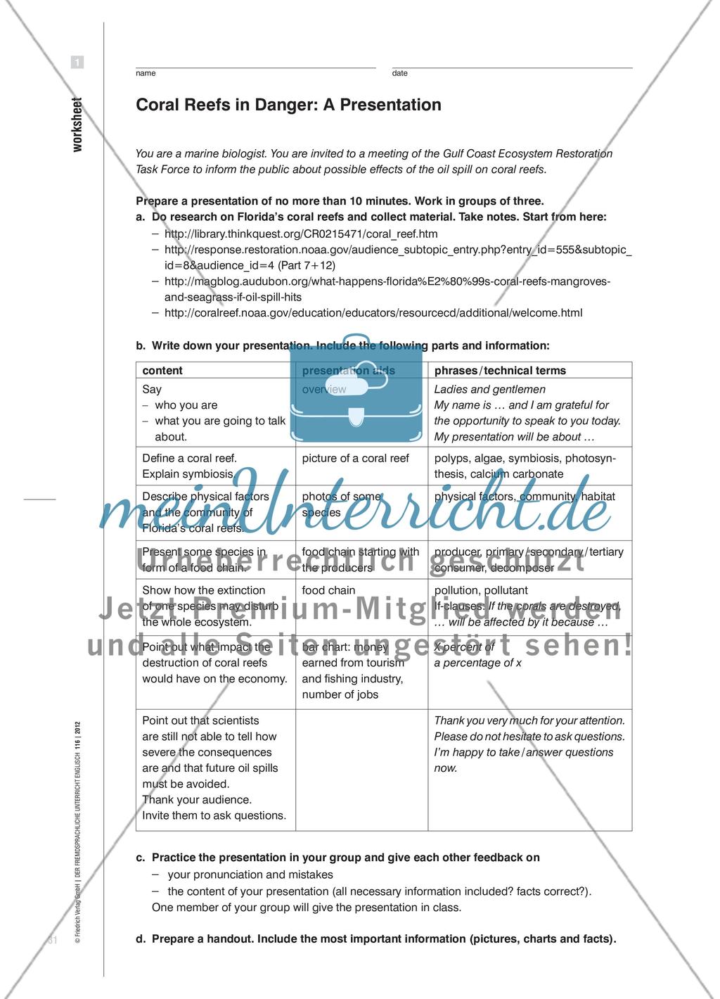 The Day After the Oil Spill - Sprechaufgaben für den bilingualen Biologieunterricht stellen Preview 4