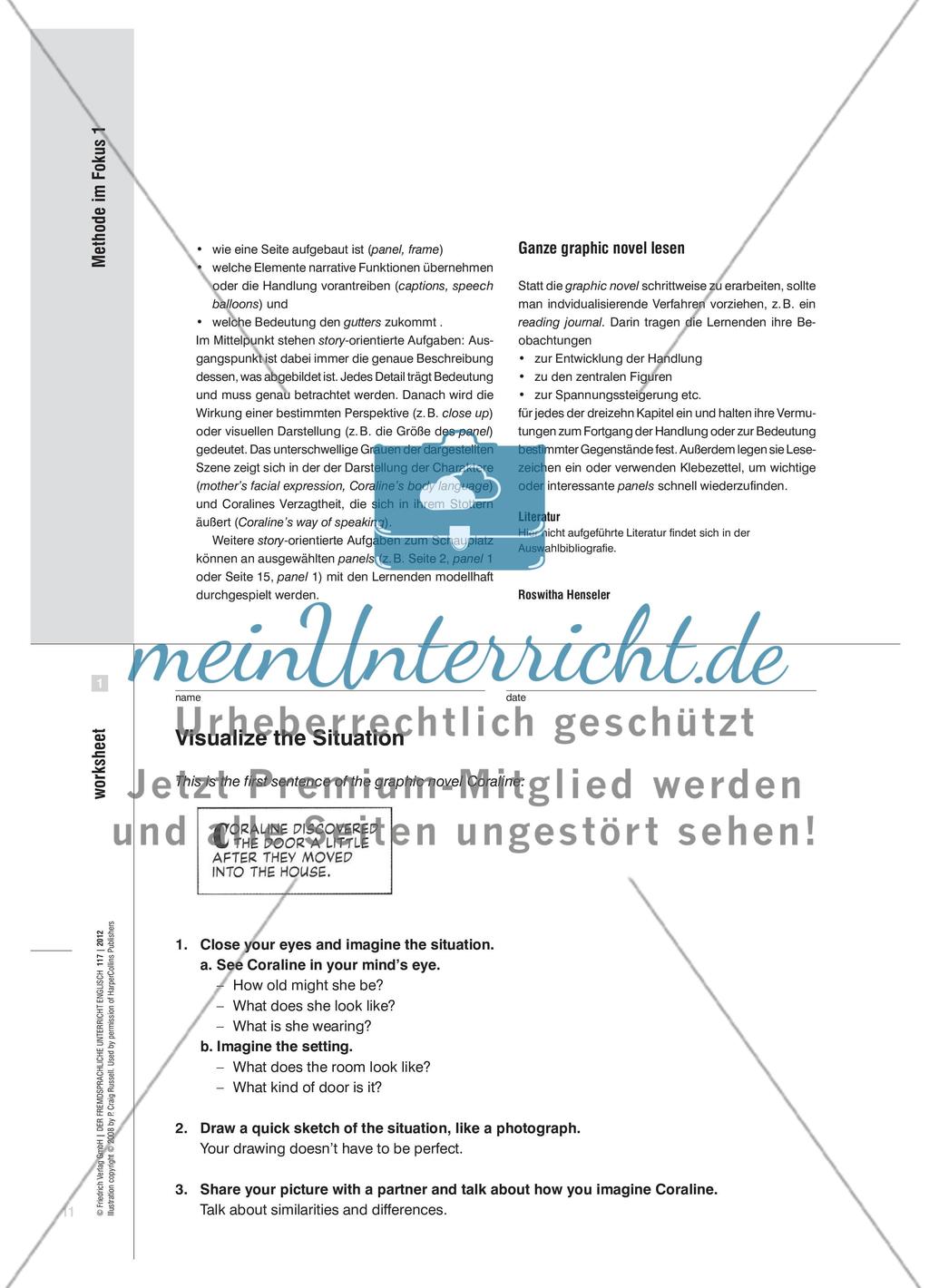 Story-orientierte Aufgaben zu einer graphic novel stellen Preview 2