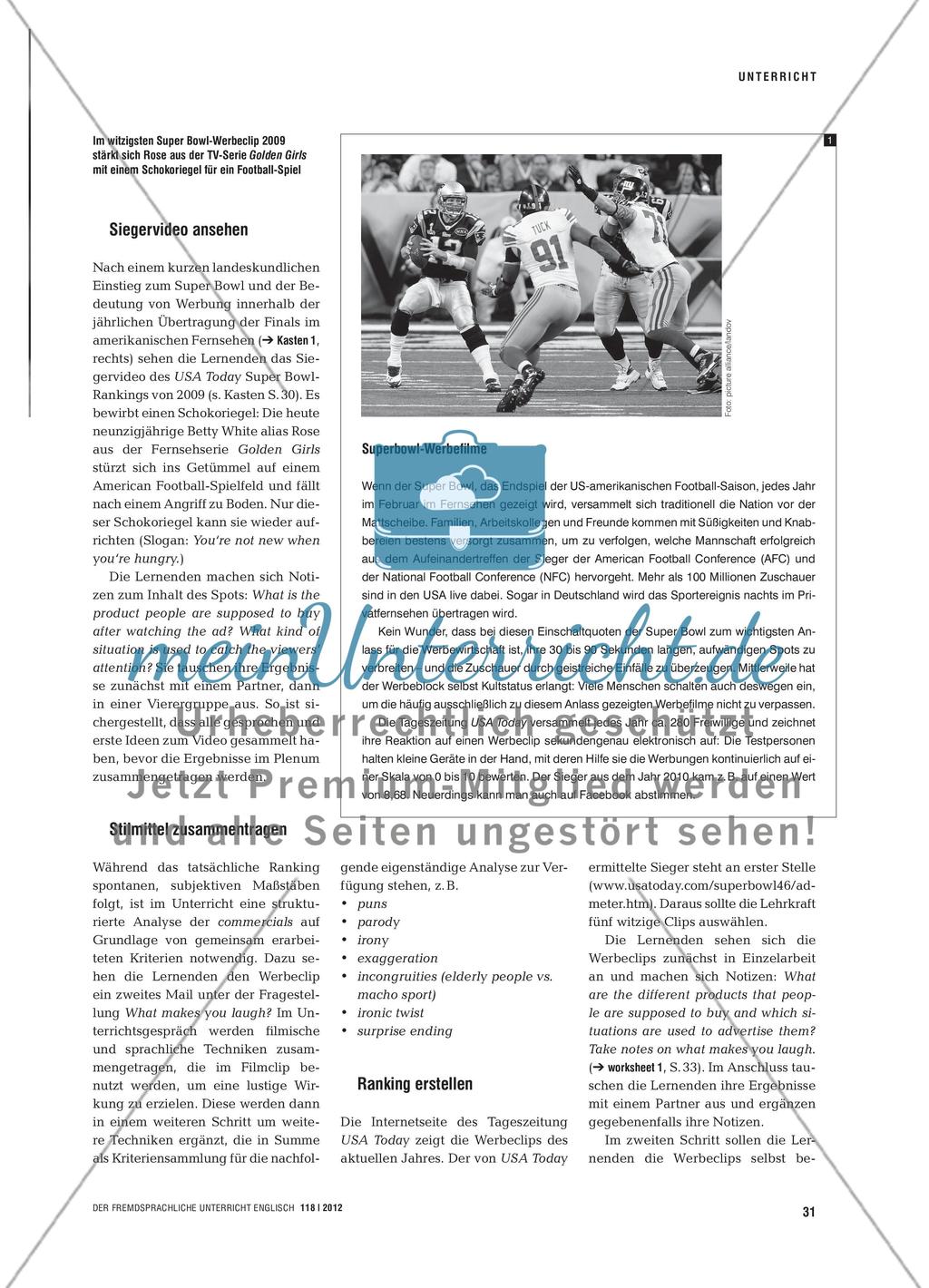 Football, Food and Commercials - Eine Bestenliste der witzigsten Super Bowl-Werbespots erstellen Preview 2