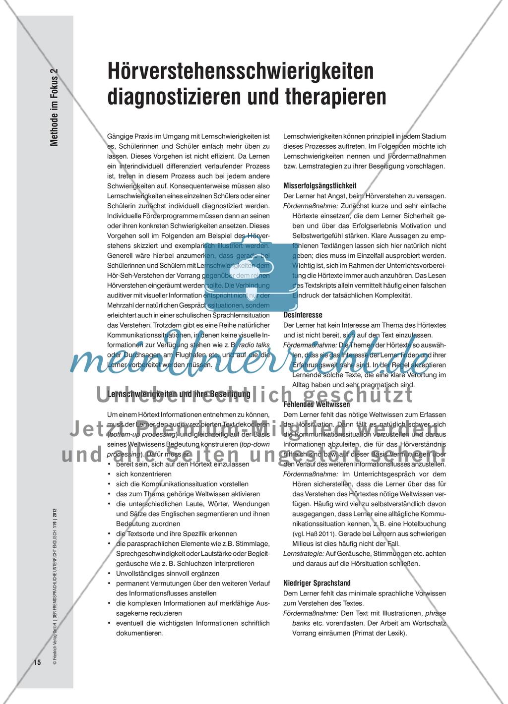 Hörverstehensschwierigkeiten diagnostizieren und therapieren Preview 1