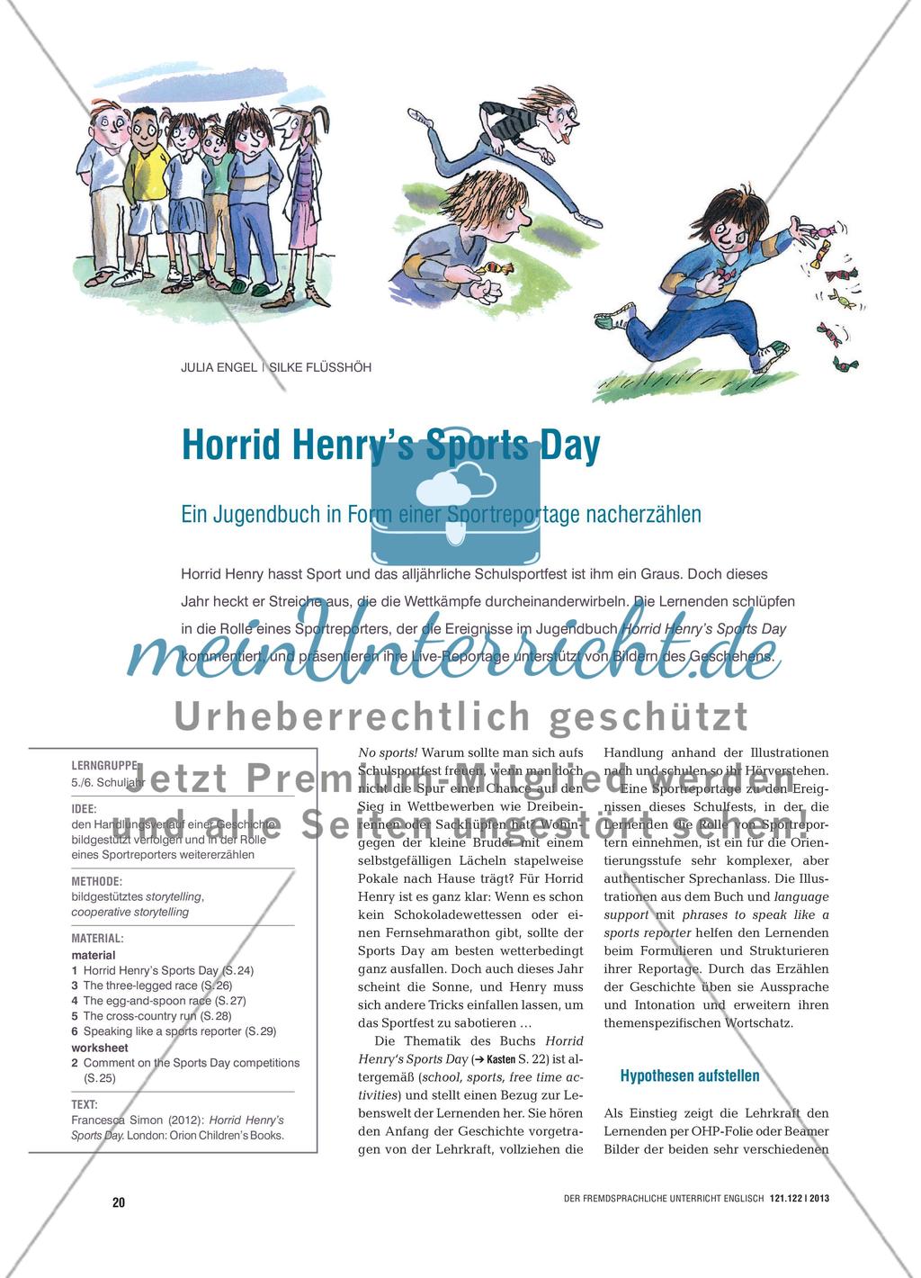 Horrid Henry’s Sports Day - Ein Jugendbuch in Form einer Sportreportage nacherzählen Preview 1