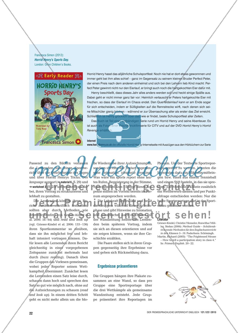 Horrid Henry’s Sports Day - Ein Jugendbuch in Form einer Sportreportage nacherzählen Preview 3