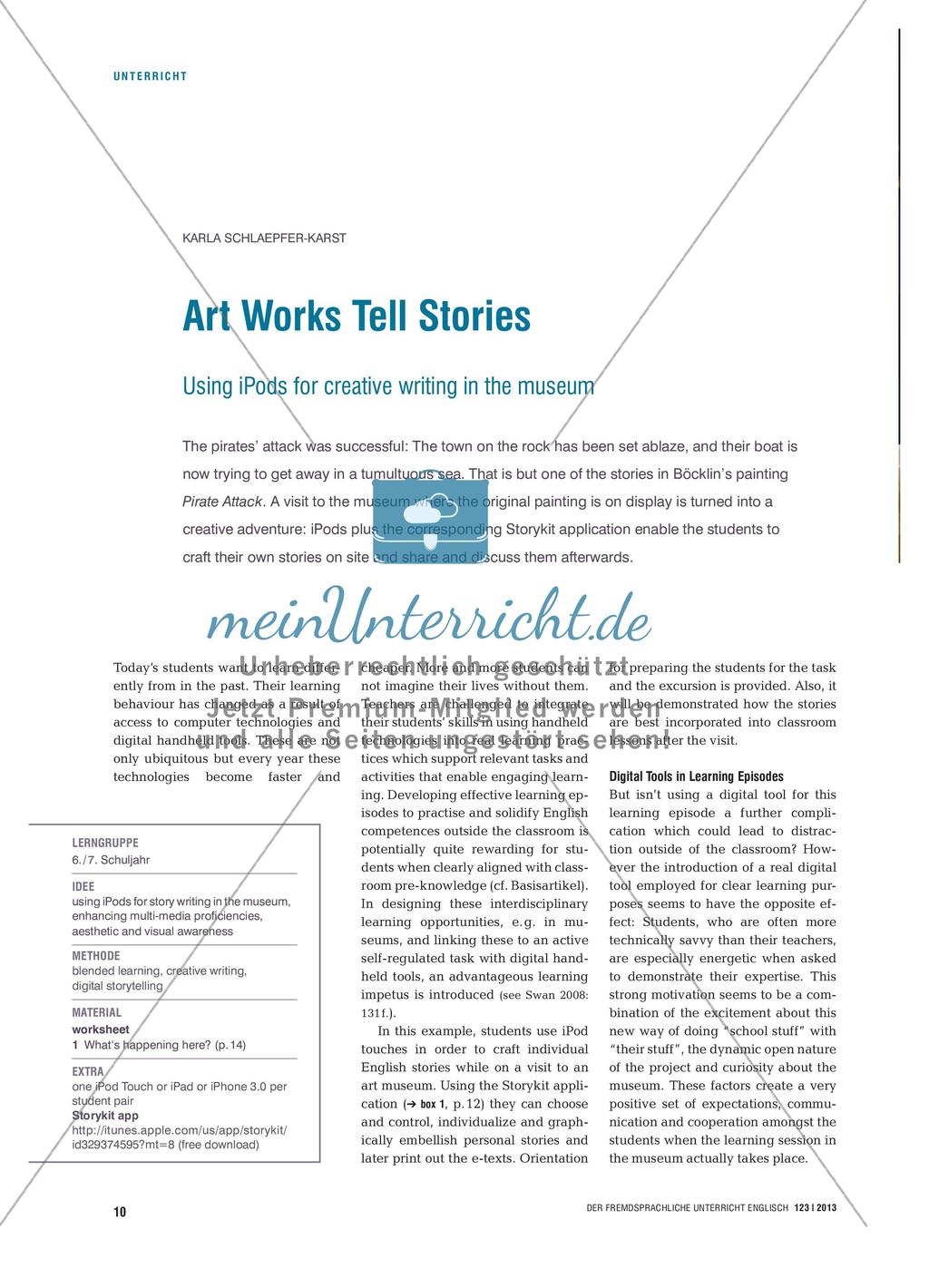 Art Works Tell Stories - Using iPods for creative writing in the museum Preview 1