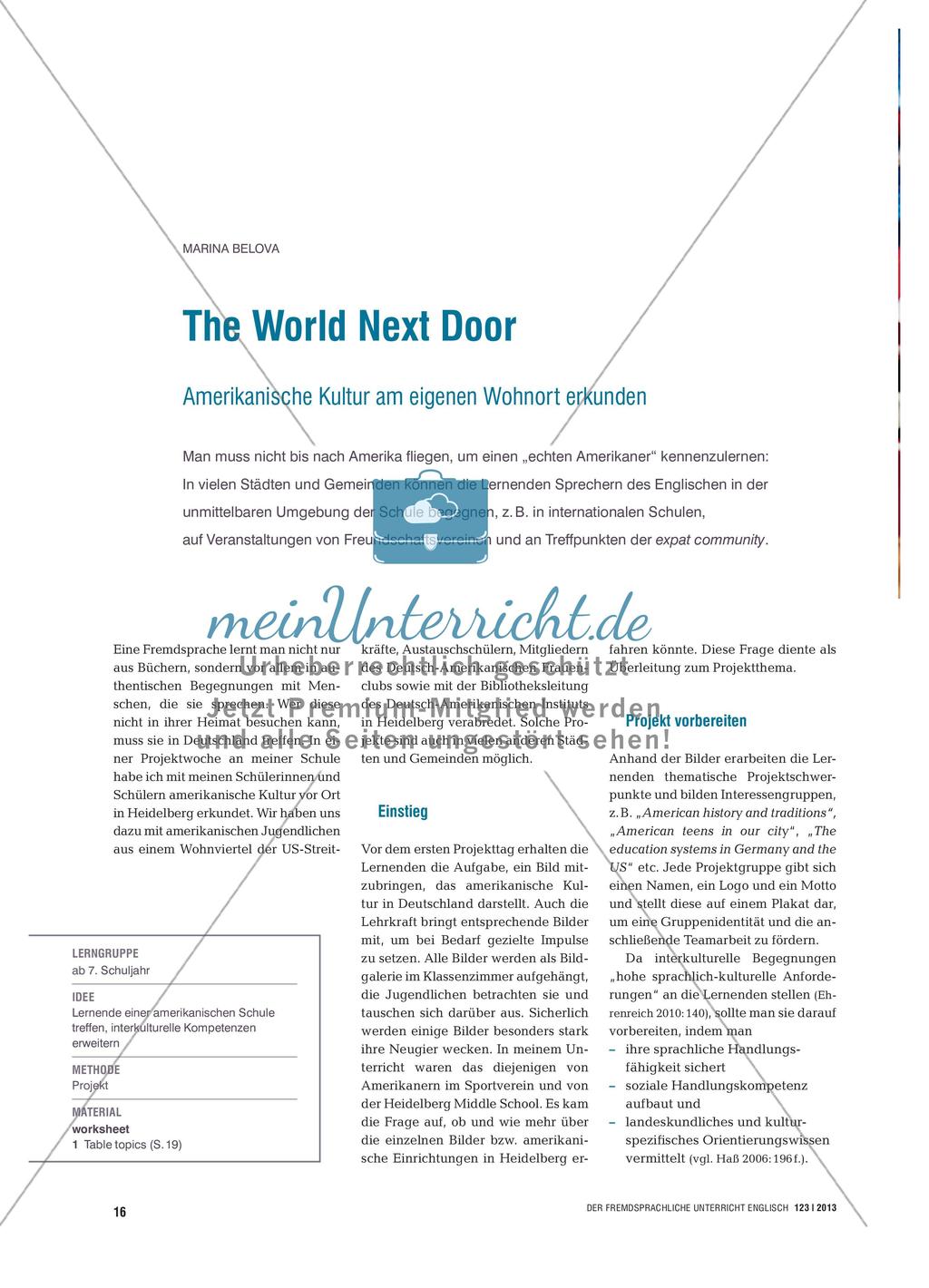 The World Next Door - Amerikanische Kultur am eigenen Wohnort erkunden Preview 1