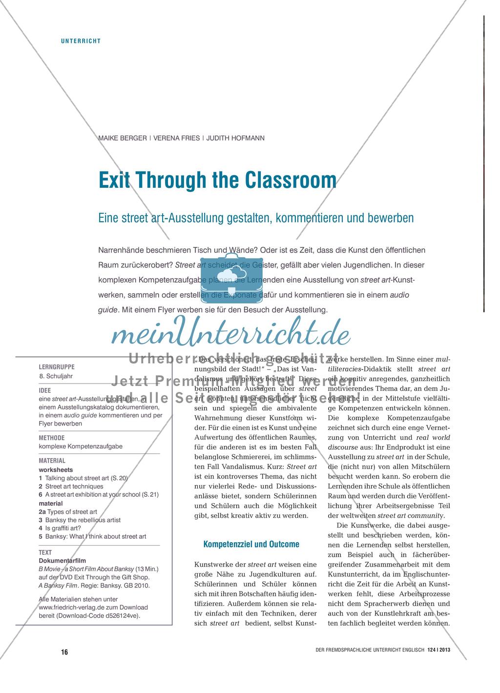 Exit Through the Classroom - Eine street art-Ausstellung gestalten, kommentieren und bewerben Preview 1