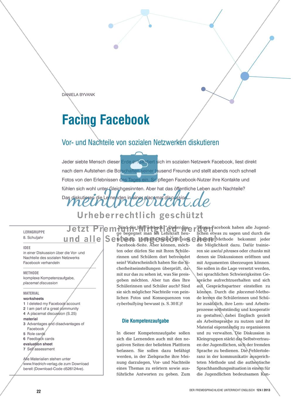 Facing Facebook - Vor- und Nachteile von sozialen Netzwerken diskutieren Preview 1