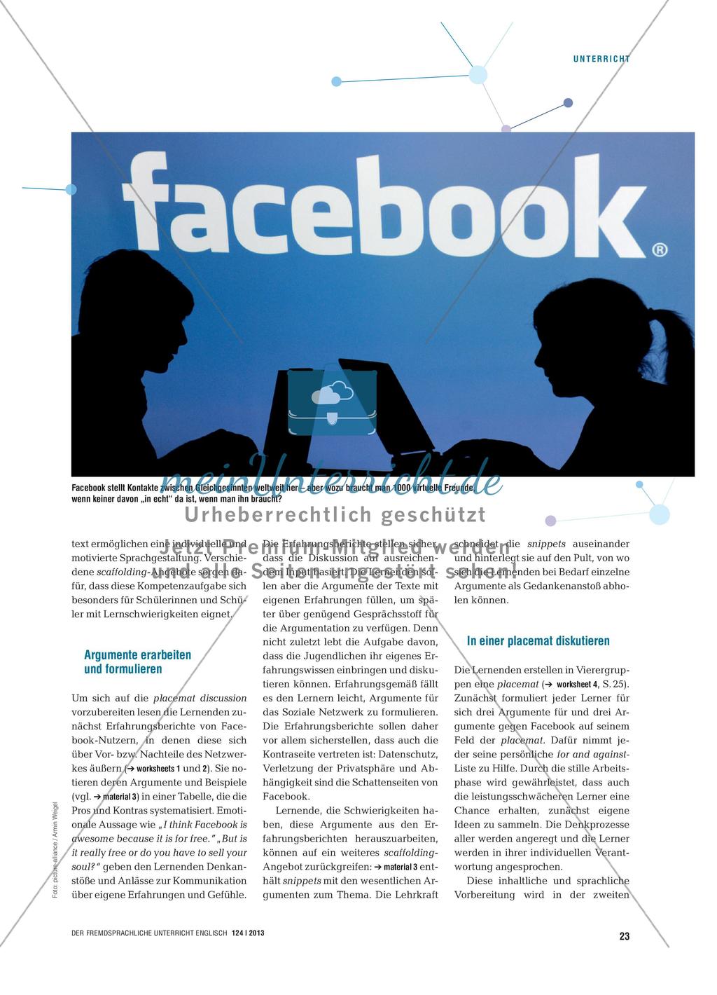 Facing Facebook - Vor- und Nachteile von sozialen Netzwerken diskutieren Preview 2