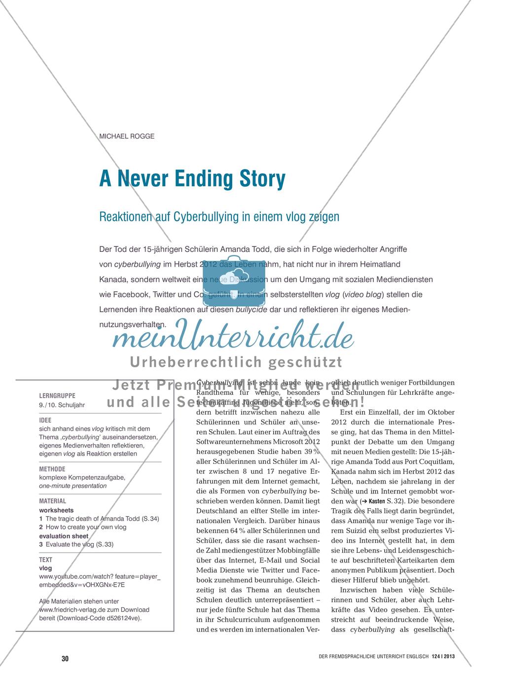 A Never Ending Story - Reaktionen auf Cyberbullying in einem vlog zeigen Preview 1