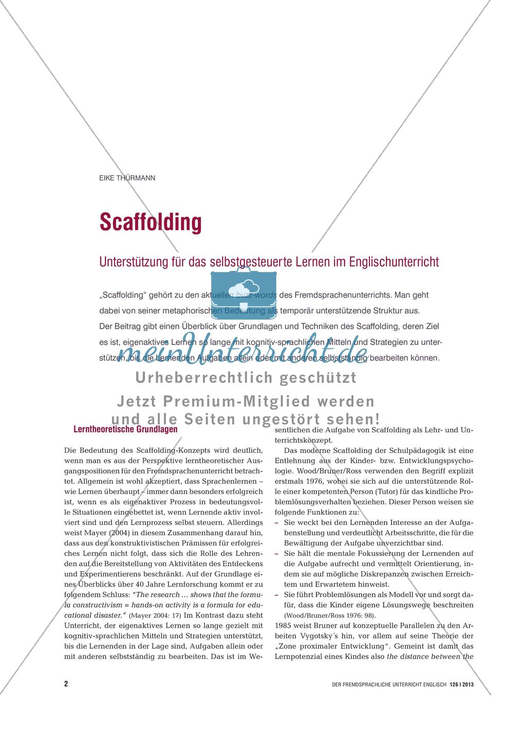 Scaffolding - Unterstützung für das selbstgesteuerte Lernen im Englischunterricht Preview 1