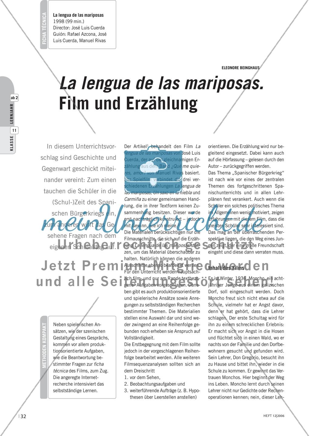 La lengua de las mariposas. Film und Erzählung Preview 1