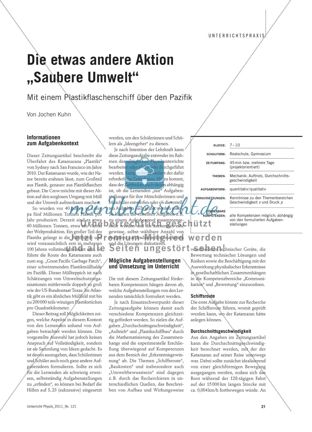 Die etwas andere Aktion „Saubere Umwelt“ - Mit einem Plastikflaschenschiff über den Pazifik Preview 1