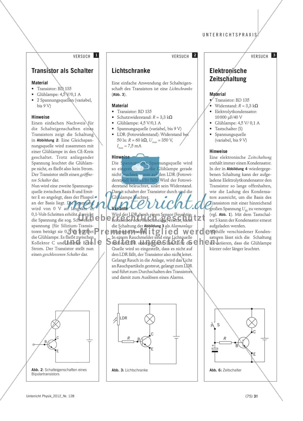 Transistoren als Schalter und Verstärker - Elektronische Schaltungen mit Bipolartransistoren Preview 2