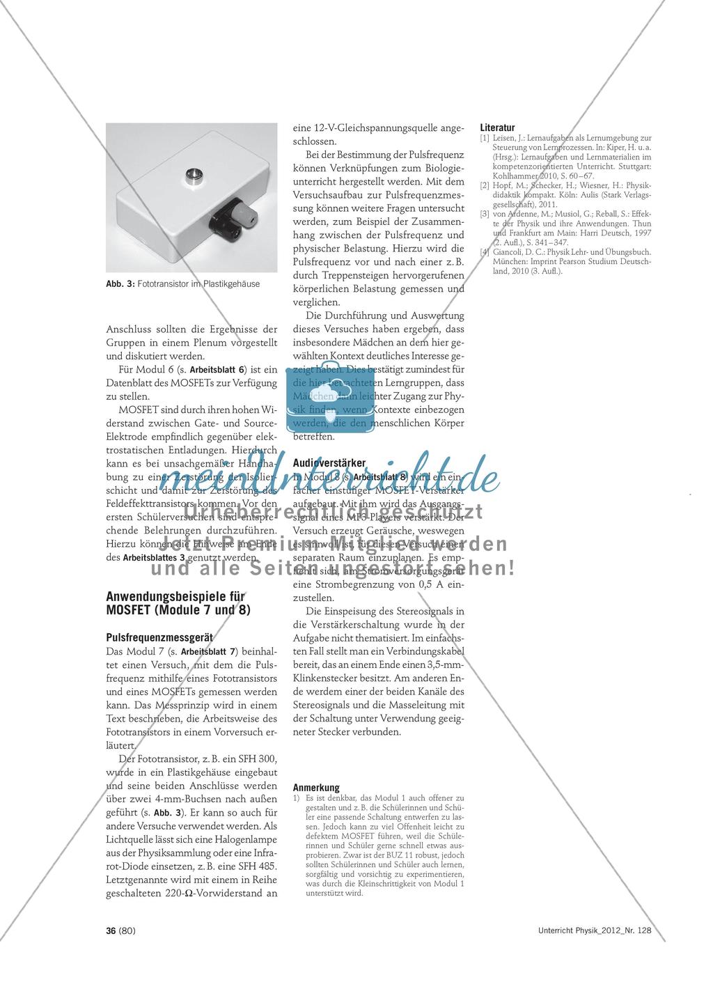 Unipolare Transistoren - Unterrichtsmodule zu ihren Eigenschaften und Anwendungen Preview 3