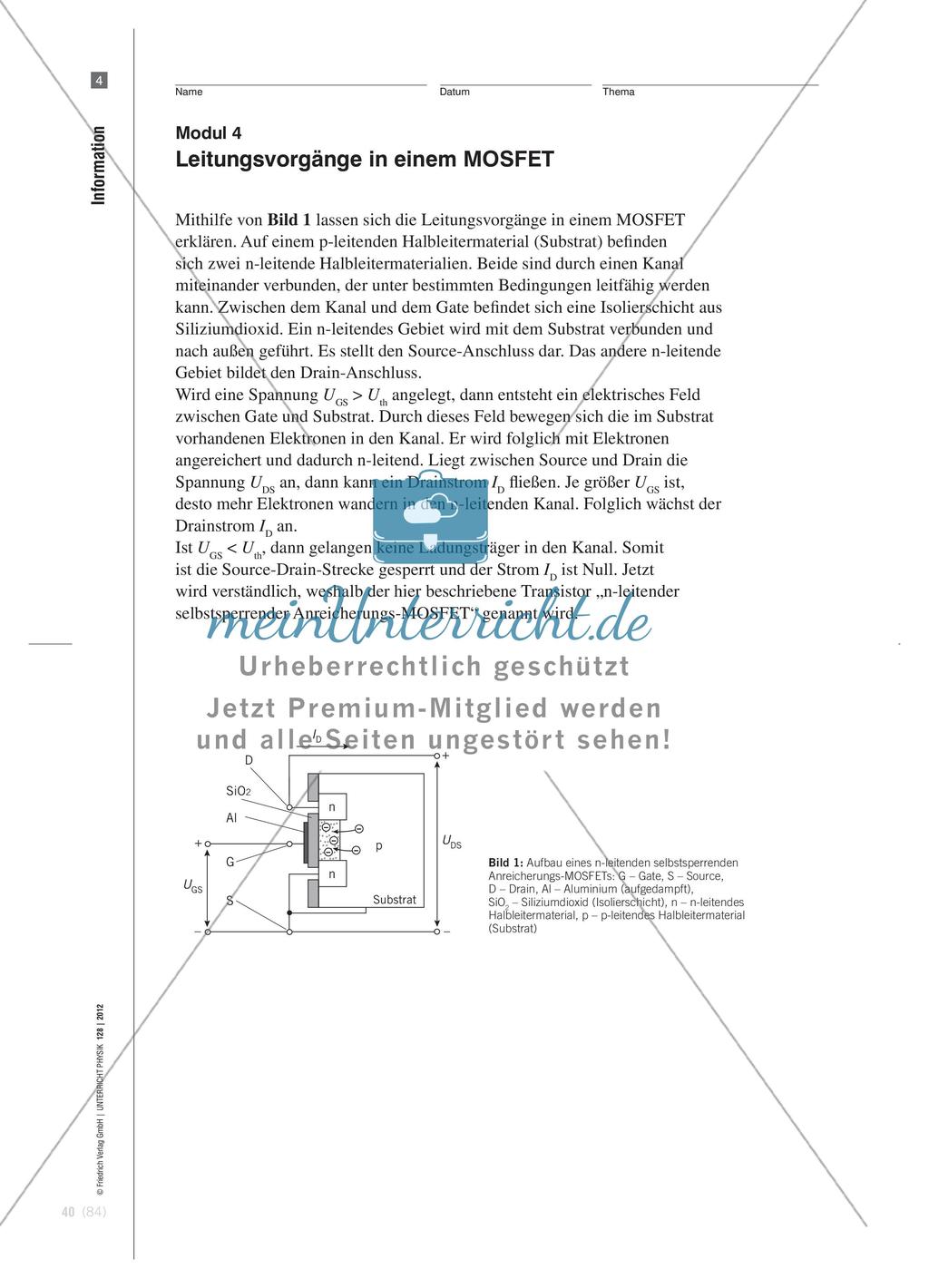 Unipolare Transistoren - Unterrichtsmodule zu ihren Eigenschaften und Anwendungen Preview 7
