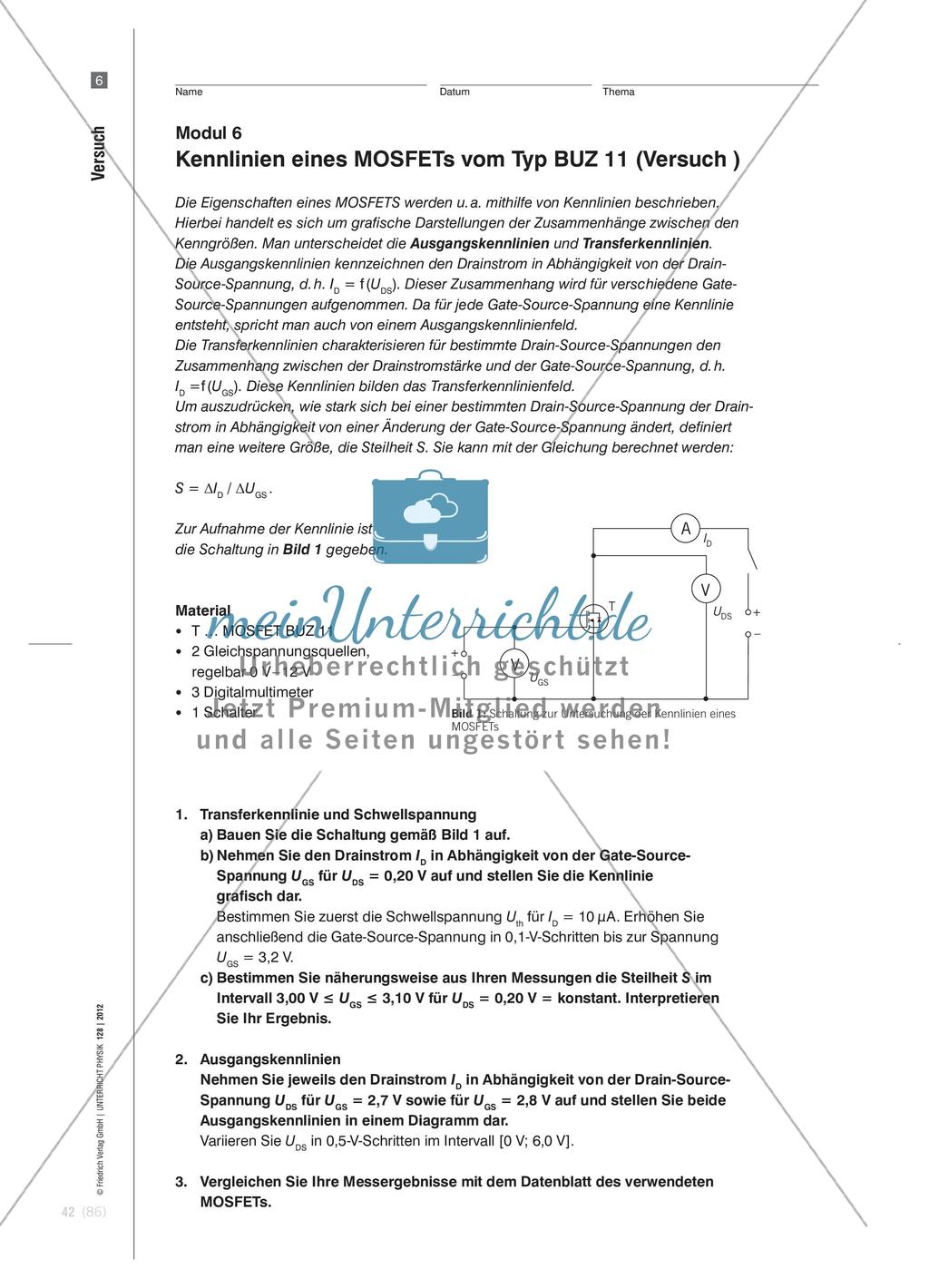 Unipolare Transistoren - Unterrichtsmodule zu ihren Eigenschaften und Anwendungen Preview 9