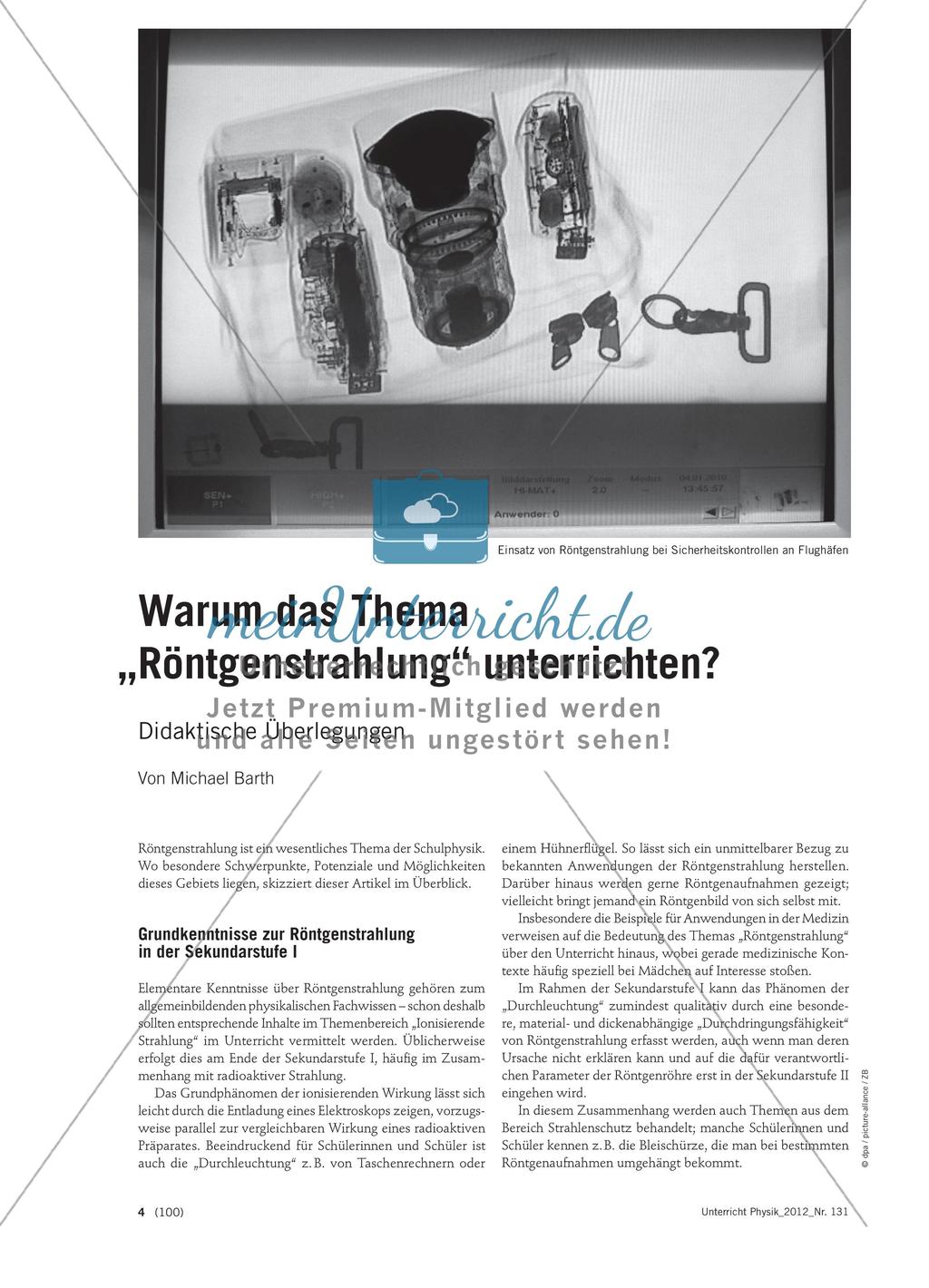 Warum das Thema „ Röntgenstrahlung“ unterrichten? - Didaktische Überlegungen Preview 1