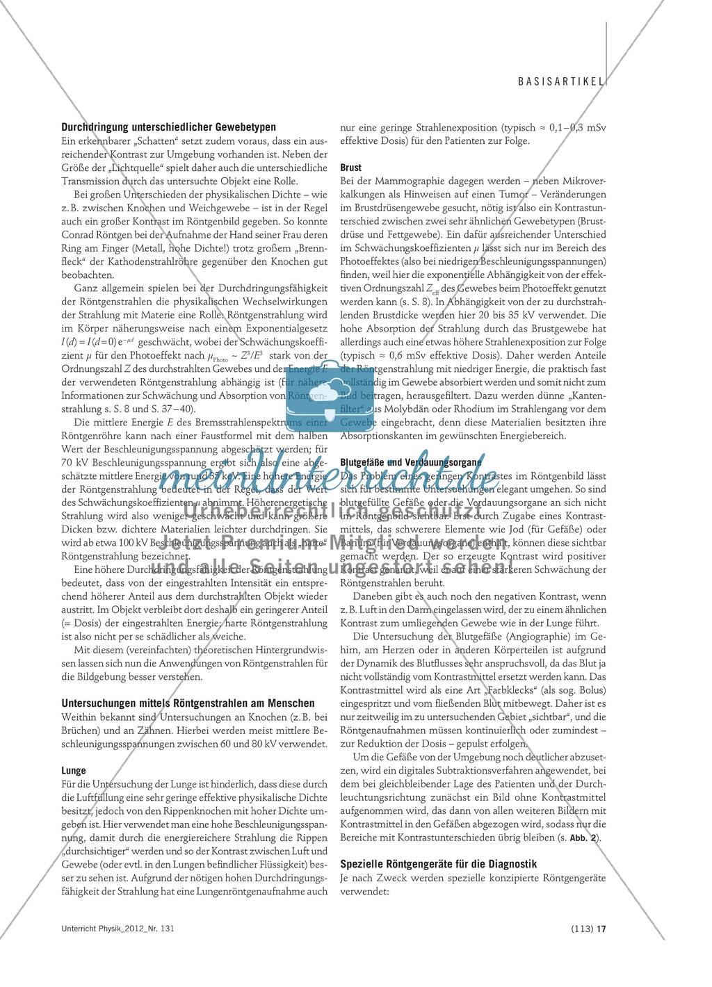 Röntgenstrahlen – Schattenbilder oder mehr?: Anwendungen von Röntgenstrahlen in der Medizin Preview 2