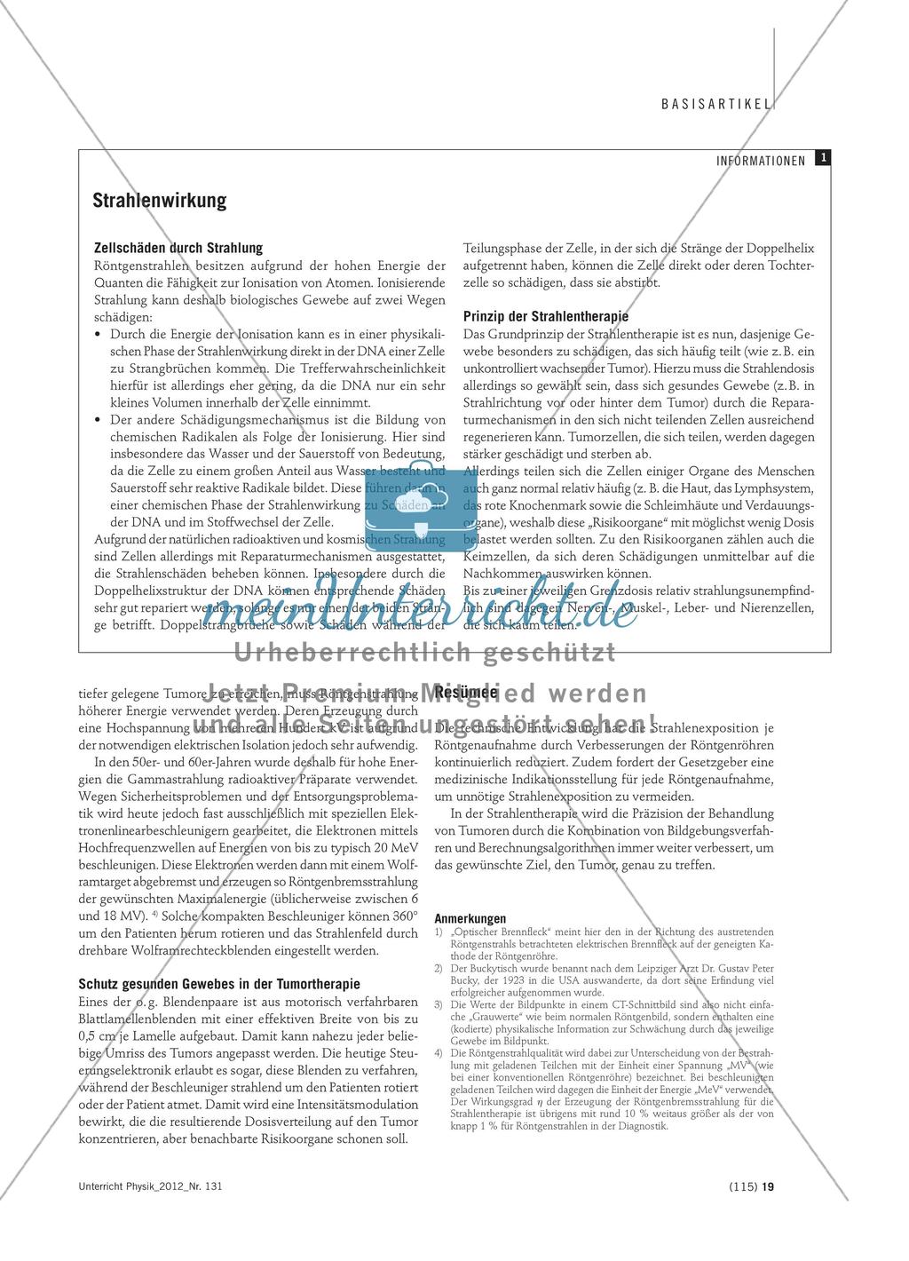 Röntgenstrahlen – Schattenbilder oder mehr?: Anwendungen von Röntgenstrahlen in der Medizin Preview 4