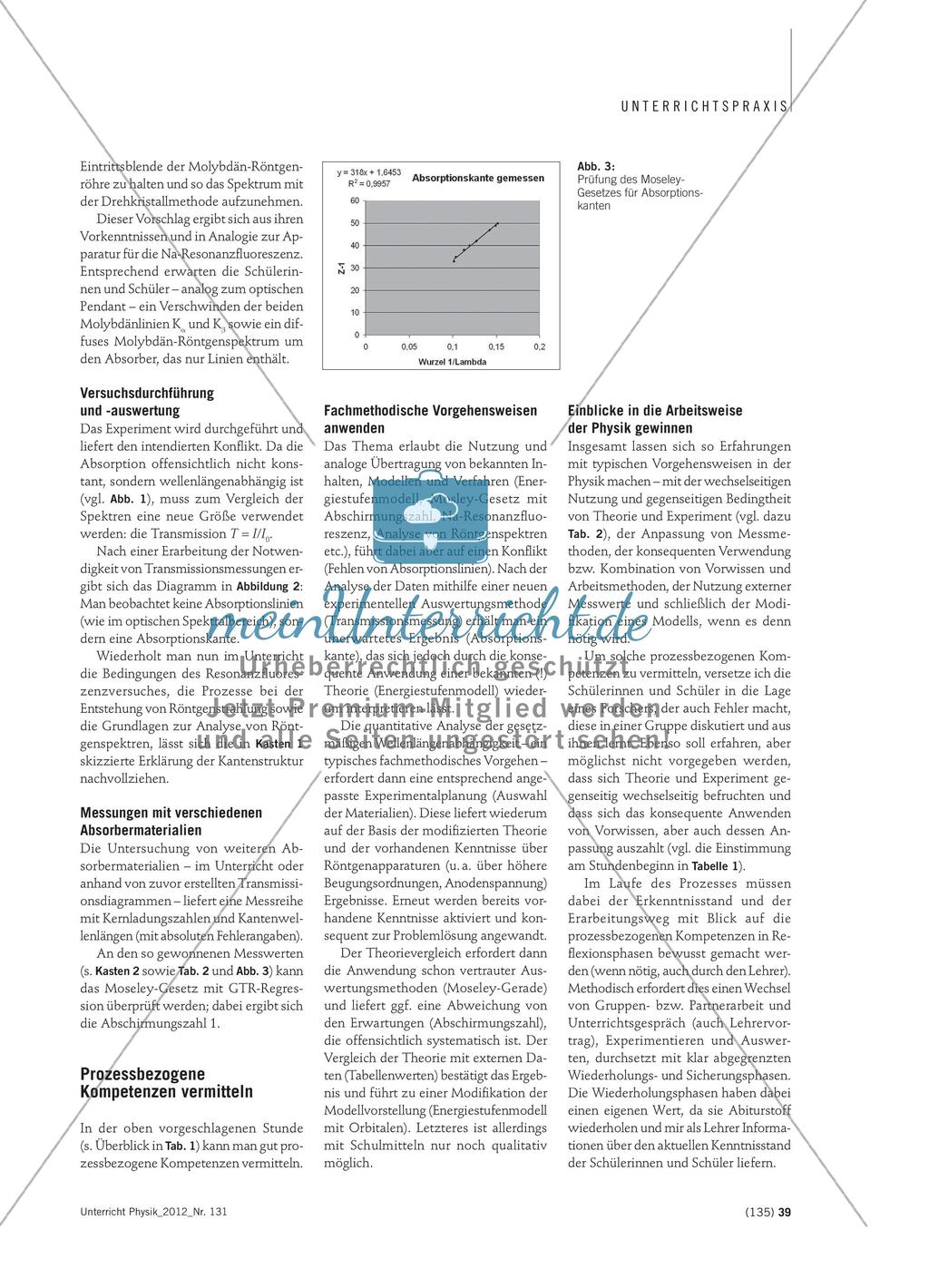 Absorptionsspektren von Röntgenstrahlung - Eine Gelegenheit zur Vermittlung von prozessbezogenen Kompetenzen Preview 3