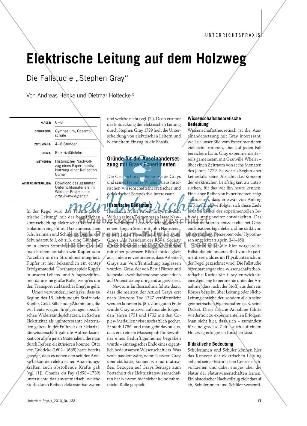Elektrische Leitung auf dem Holzweg - Die Fallstudie „Stephen Gray“ Preview 1