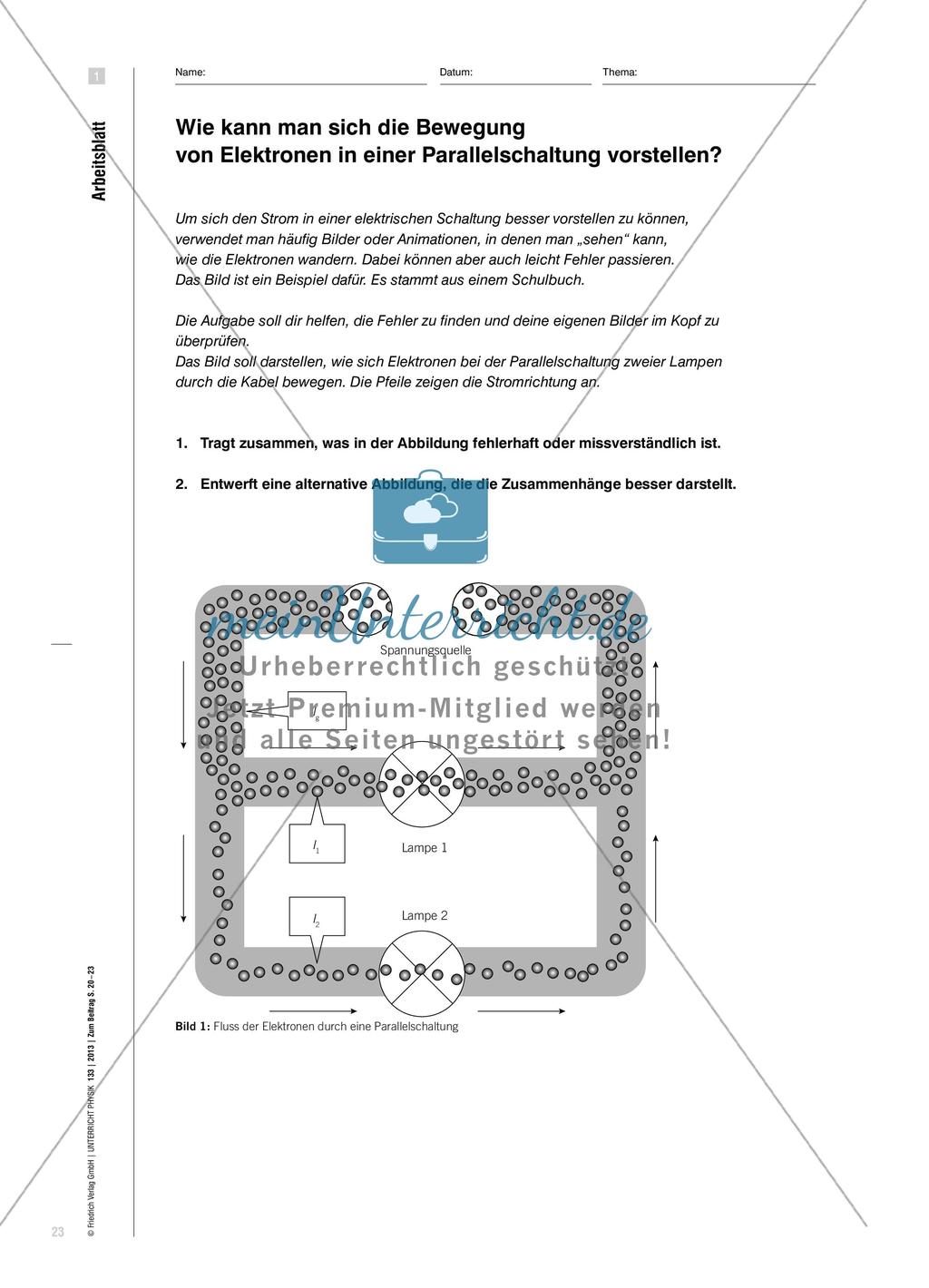 Elektronenbewegung in der Parallelschaltung - Eine Aufgabe mit gestuften Hilfen Preview 2