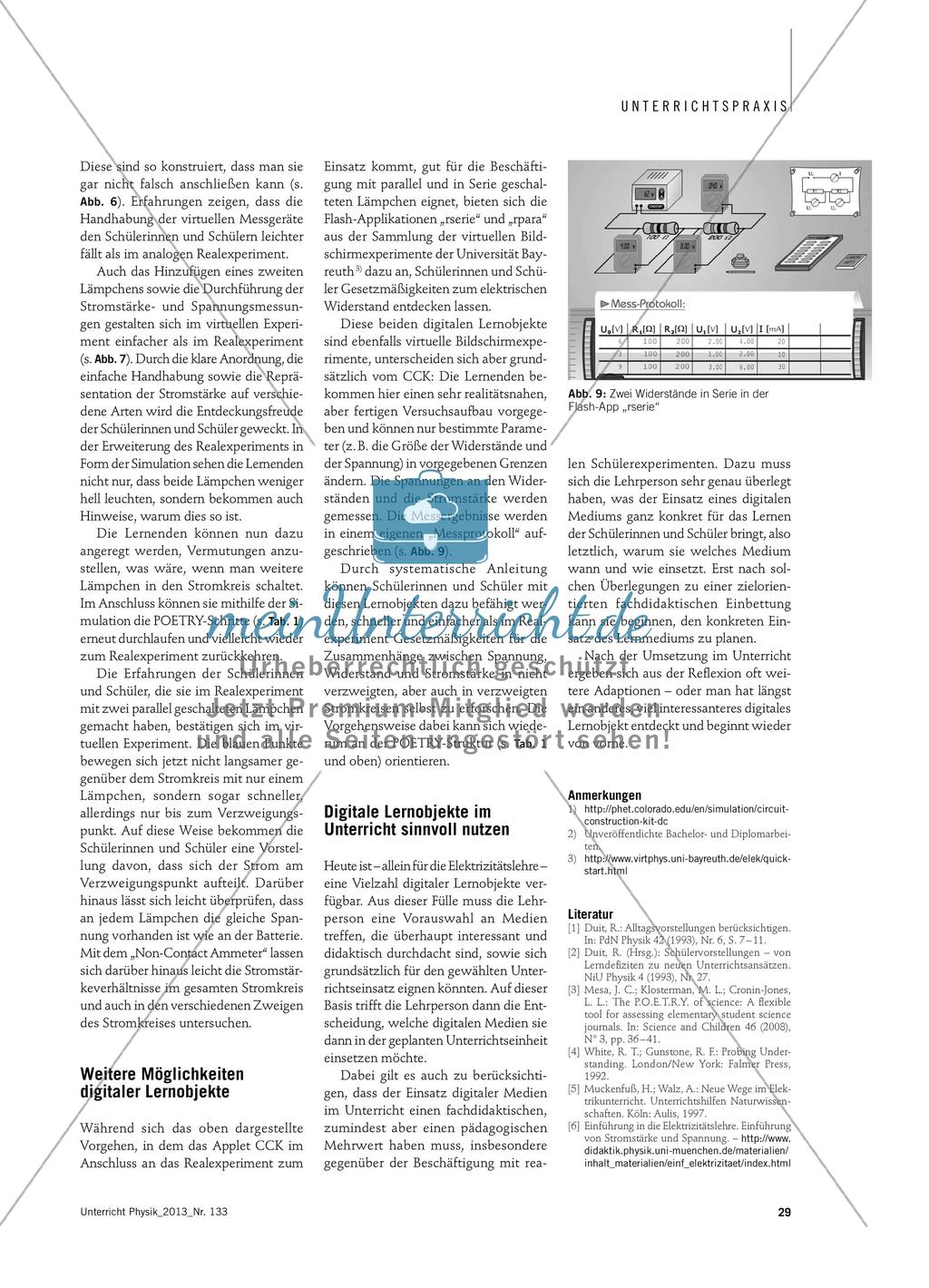 Verständnisvolles Lernen in der Elektrizitätslehre - Unterstützung durch digitale Medien und das POETRY-Konzept Preview 4