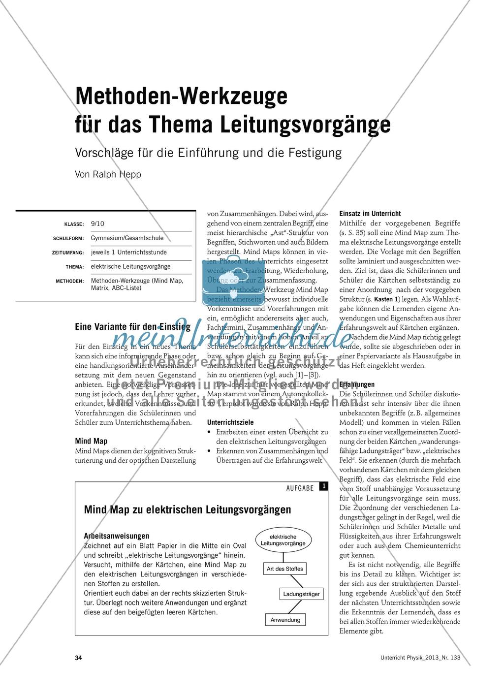 Methoden-Werkzeuge für das Thema Leitungsvorgänge - Vorschläge für die Einführung und die Festigung Preview 1