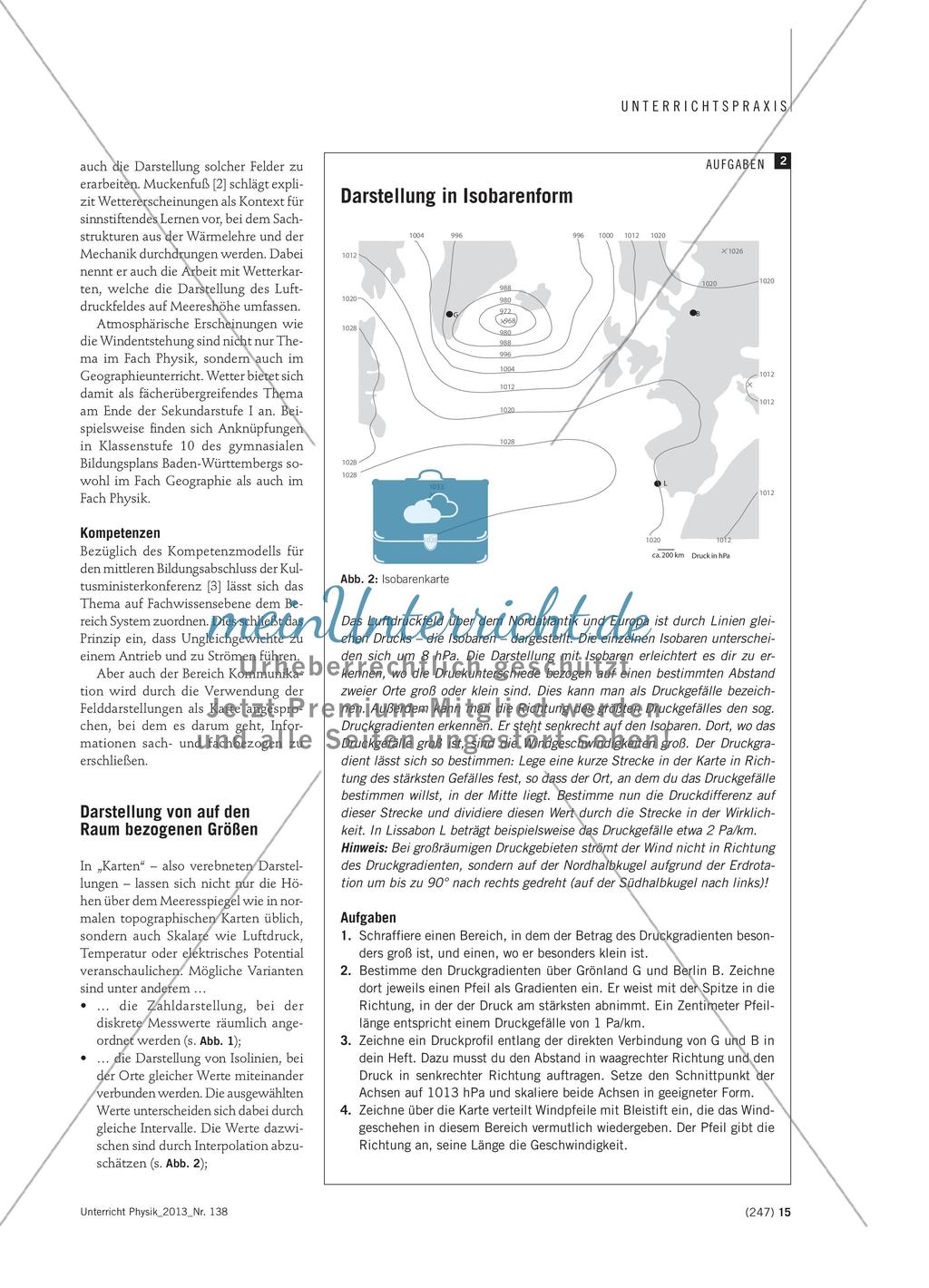 Skalare Felder am Beispiel von Luftdruckkarten - Darstellungen lesen, interpretieren und erstellen lernen Preview 2