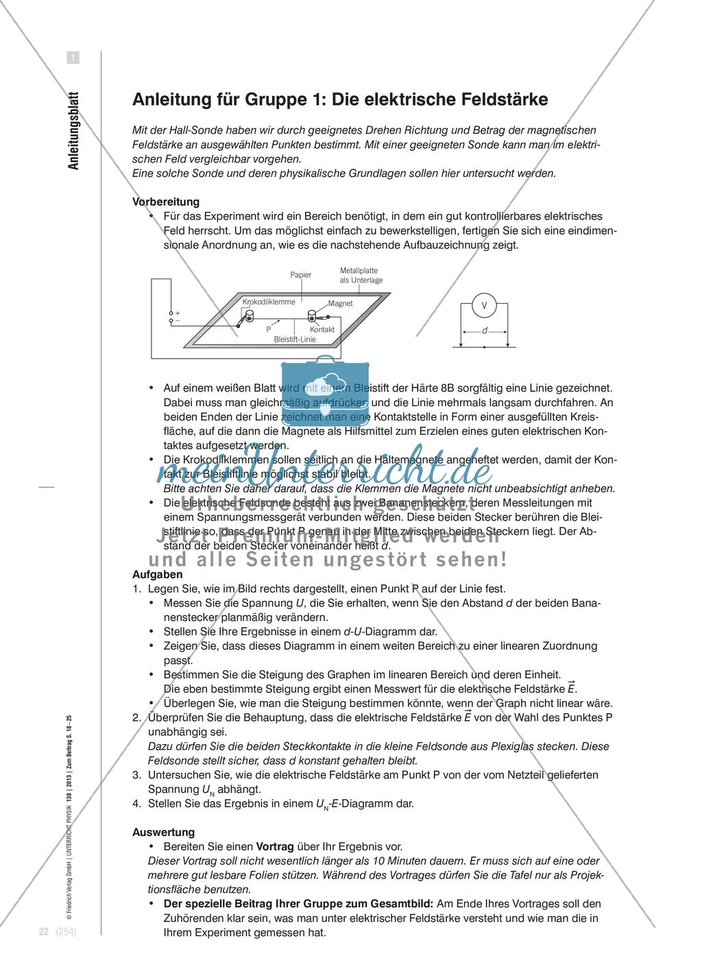 Die Struktur elektrischer Felder erkunden - Arbeitsteilige Experimente mit einer einfachen Feldsonde Preview 5