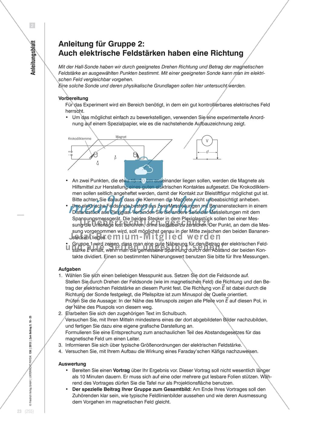 Die Struktur elektrischer Felder erkunden - Arbeitsteilige Experimente mit einer einfachen Feldsonde Preview 6