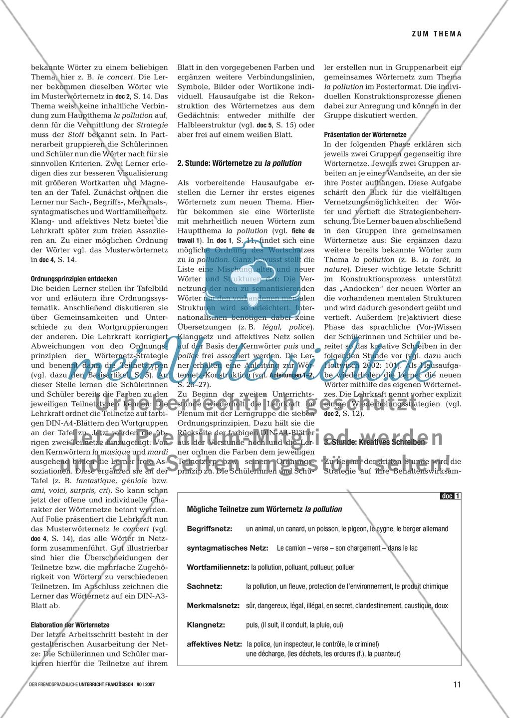 Netze kreativ nutzen - Kreatives Schreiben zum Thema la pollution Preview 2