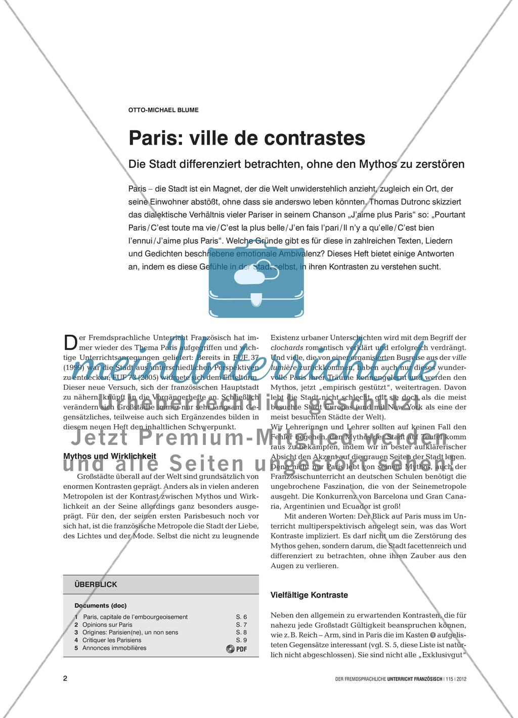 Paris: ville de contrastes - Die Stadt differenziert betrachten, ohne den Mythos zu zerstören Preview 1