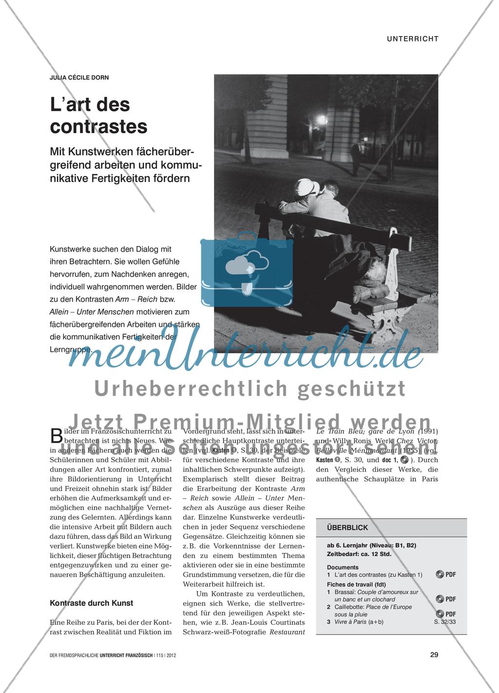 L’art des contrastes - Mit Kunstwerken fächerübergreifend arbeiten und kommunikative Fertigkeiten fördern Preview 1