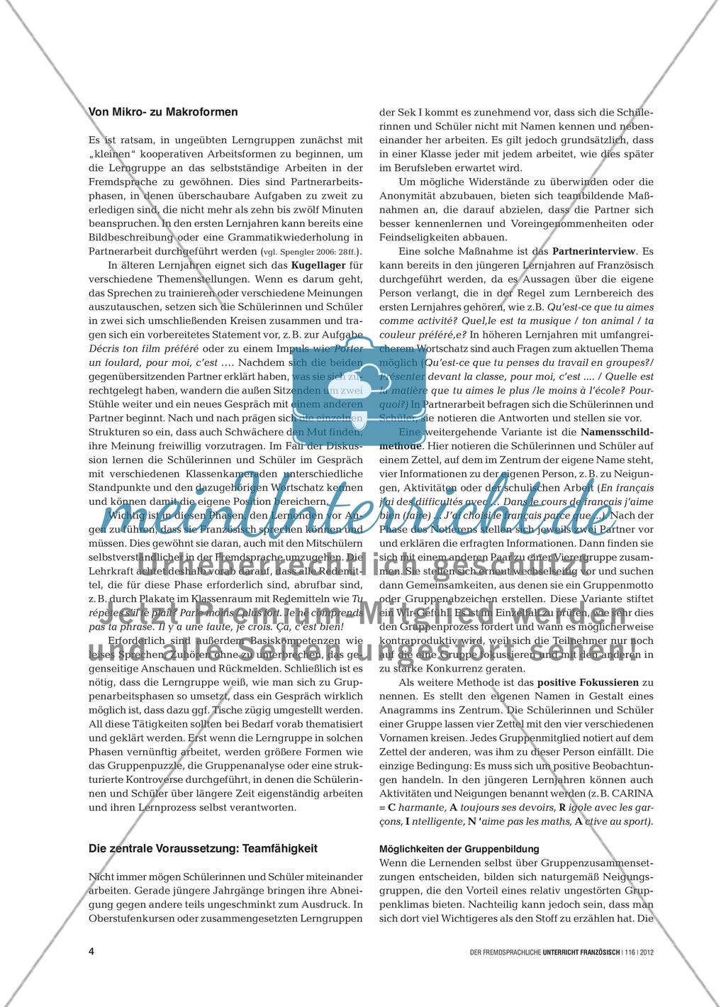 Kooperatives Lernen im Französischunterricht - … et maintenant travaillez en groupes Preview 3