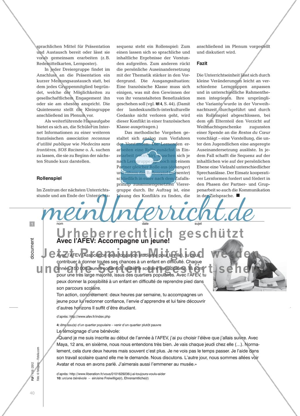 Je veux aider - Mit landeskundlichen Beispielen die Möglichkeiten sozialen Engagements reflektieren Preview 3