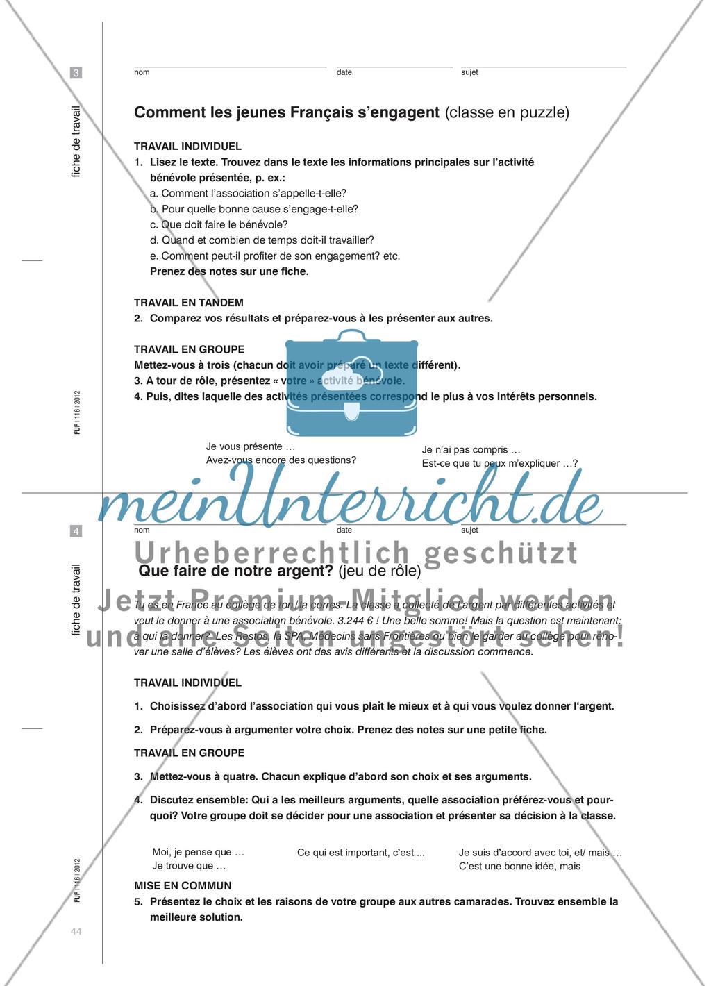 Je veux aider - Mit landeskundlichen Beispielen die Möglichkeiten sozialen Engagements reflektieren Preview 7