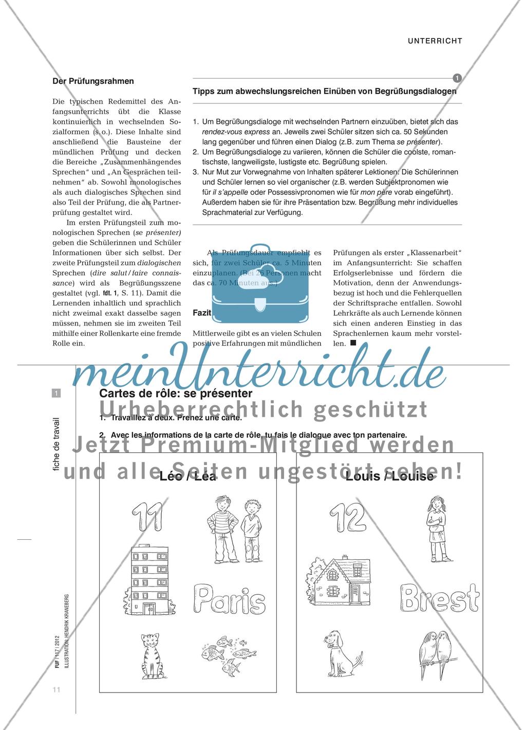 Bonjour, je m’appelle ... - Eine mündliche Prüfung als erste Klassenarbeit? Bien sûr! Preview 2