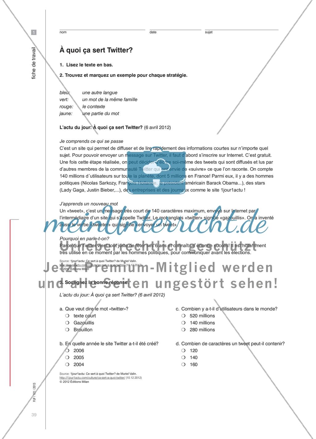Twitter im Französischunterricht Preview 6